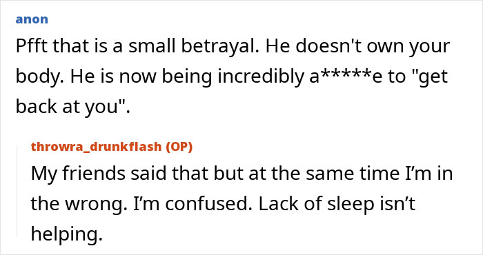 Text conversation showing a drunk wife discussing flashing husband’s friends and experiencing verbal and physical violence. - 13