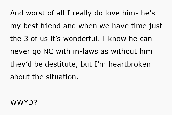 Text excerpt about a woman heartbroken after discovering husband texted his mother, revealing her feelings and dilemma.