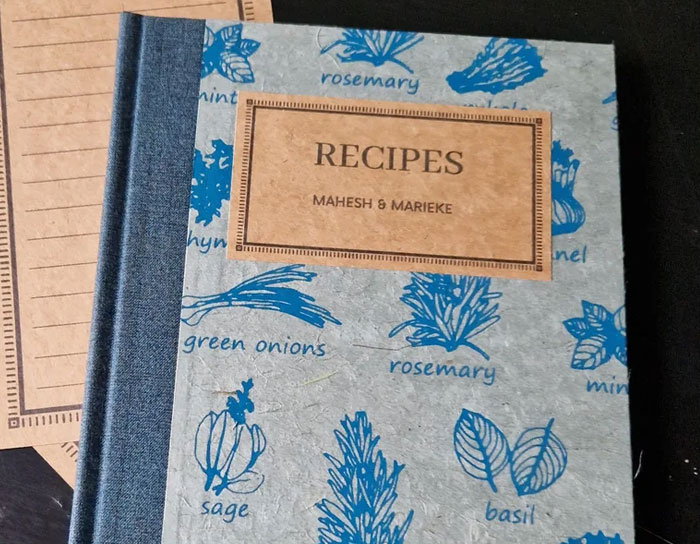Personal and thoughtful recipe book gift with herb illustrations, felt like an expensive and meaningful present.