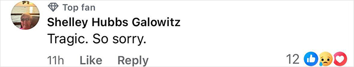 Screenshot of a social media comment expressing sorrow about the family of Travis Kelce's boss losing a girl in Texas floods.