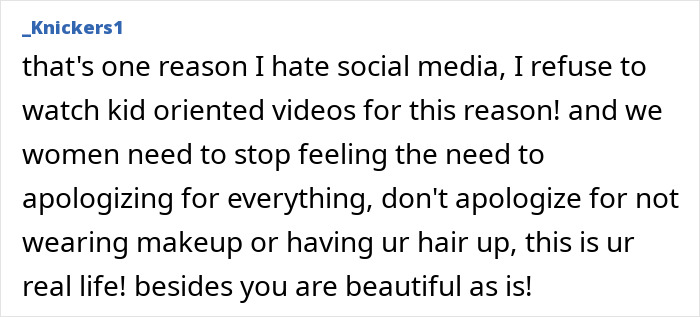 Comment criticizing social media culture, reflecting momfluencer backlash for staging beach day with daughter for online fame. Comment criticizing social media culture, reflecting momfluencer backlash for staging beach day with daughter for online fame.