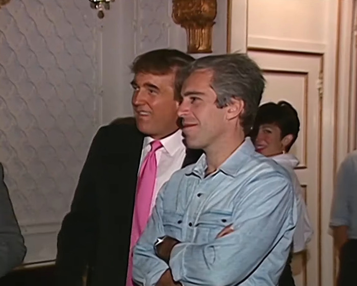 Jeffrey Epstein and another man standing indoors, related to footage of Epstein's last day in prison cell released by feds.