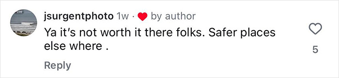 Comment on social media warning about safer places after Florida surfer headbutted by flying shark in viral video.