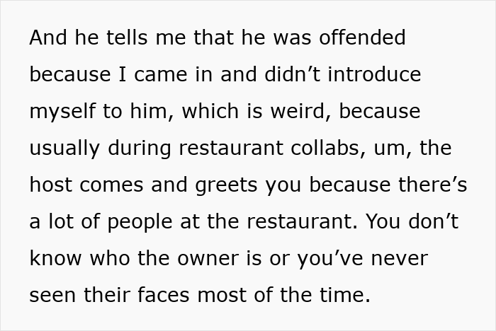 Text excerpt discussing a micro-influencer’s experience being disrespected by a restaurant owner during a collaboration. - 21