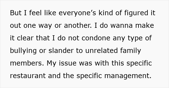 Text excerpt about a restaurant shamed online for disrespecting a micro-influencer and its management response.