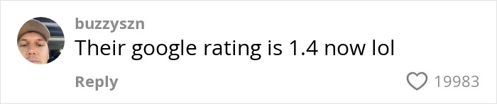 Screenshot of a social media comment mocking a restaurant&rsquo;s low Google rating after shaming a micro-influencer online.