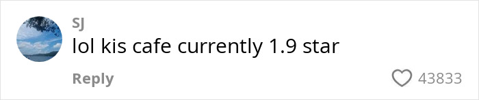 Screenshot of an online comment showing a low 1.9-star rating and criticism of a restaurant from a micro-influencer.