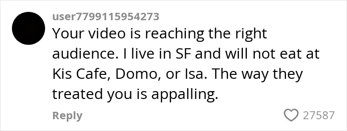 Online comment shaming a restaurant for disrespecting a micro-influencer, sparking backlash and negative reviews.