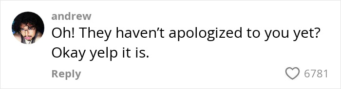 Screenshot of an online comment threatening to leave a negative Yelp review after a restaurant disrespected a micro-influencer.