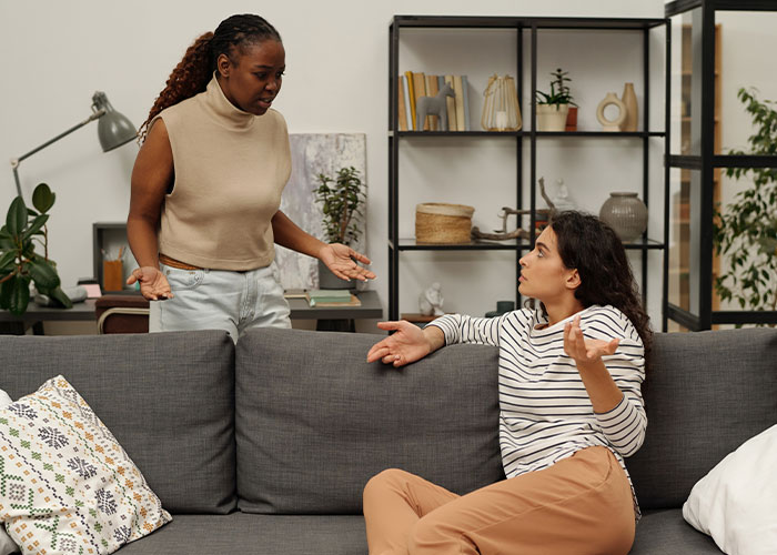Woman upset in SIL’s home, creating a mess while the other woman gives a reality check in a tense conversation. - 8
