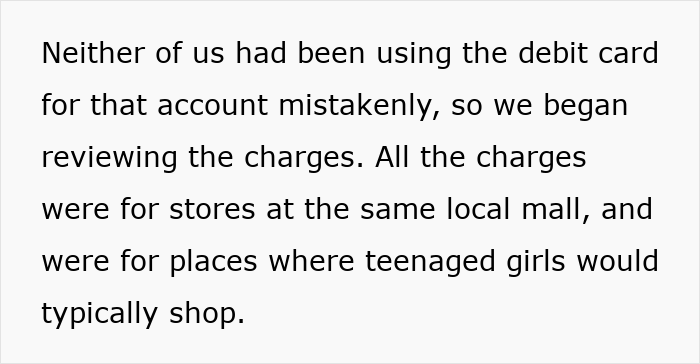 Text excerpt describing reviewing charges after a friend’s guest steals from a pregnant woman’s account. - 16