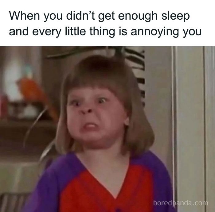  frustrated child making an angry face when lacking sleep feeling annoyed relatable meme from random memes collection