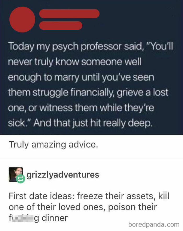 Memes about casual nihilism discussing deep relationship advice and dark humor on life struggles and love challenges.