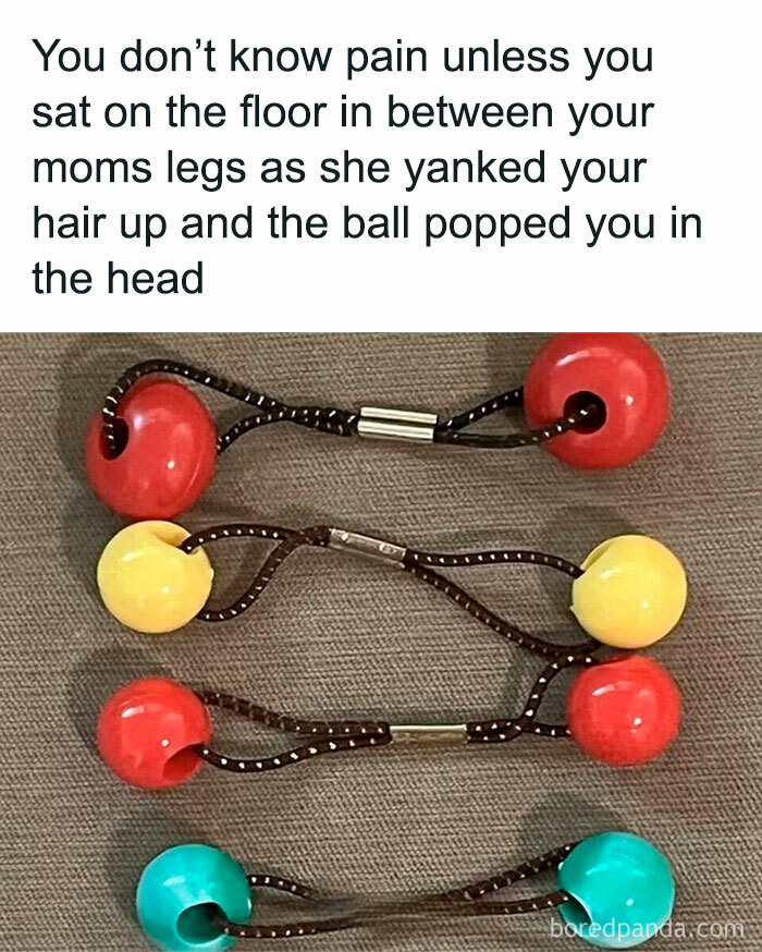 Hair accessories with colorful beads linked by cords, evoking nostalgia and good old days memories from the 80s childhood.