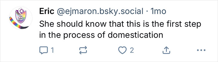 Screenshot of a social media post discussing the first step in the process of domestication. - 17