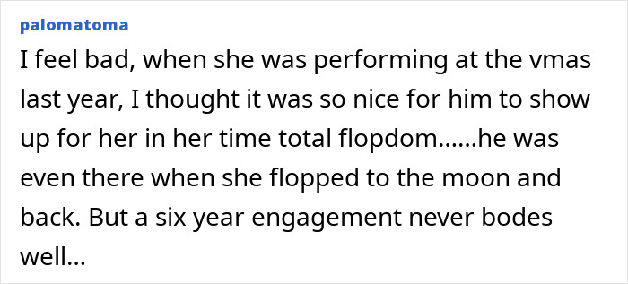 Comment about Katy Perry and Orlando Bloom breakup after six years of engagement discussing support and disappointment. Comment about Katy Perry and Orlando Bloom breakup after six years of engagement discussing support and disappointment.