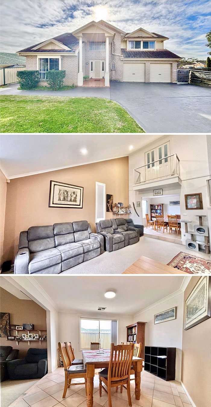 Suburban home with living and dining areas showcasing creative but failed home design ideas.