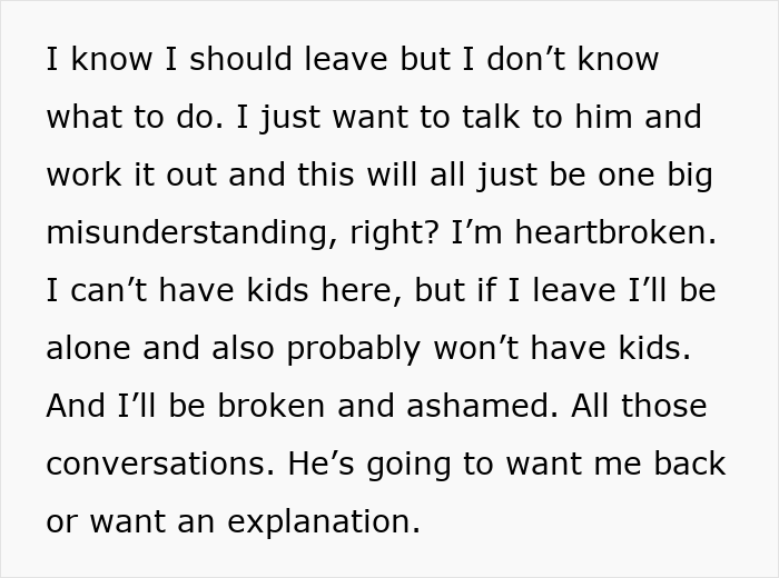 Text expressing a woman’s emotional struggle with leaving her manipulative husband and feeling heartbroken and ashamed. - 43
