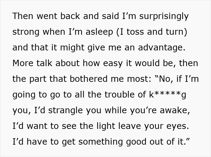Text excerpt showing a woman describing strength and fear related to a manipulative husband and emotional struggle. - 59
