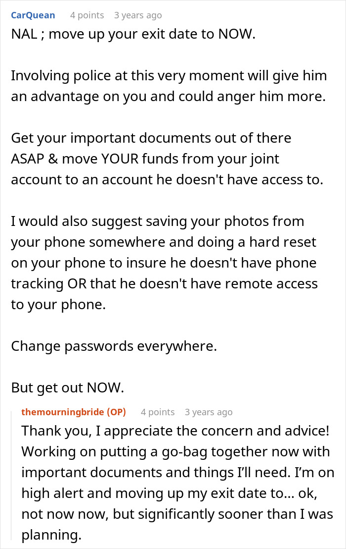 Online advice helping a woman leave manipulative husband safely using internet support and preparation tips. - 63