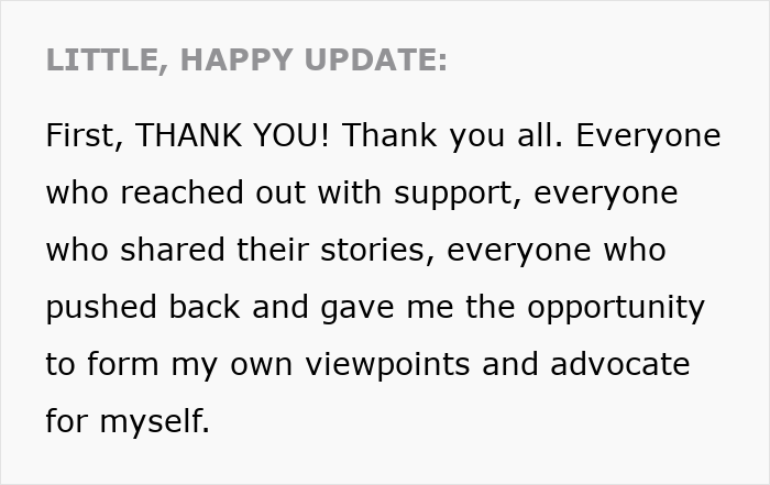 Text update expressing gratitude to supporters who helped a woman leave a manipulative husband with internet help. - 65