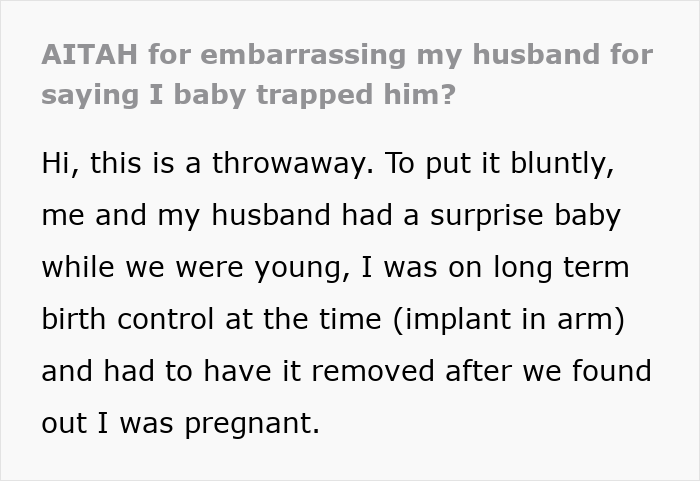 Text excerpt discussing a husband joking about being baby trapped and the wife&rsquo;s brutal reality check response.