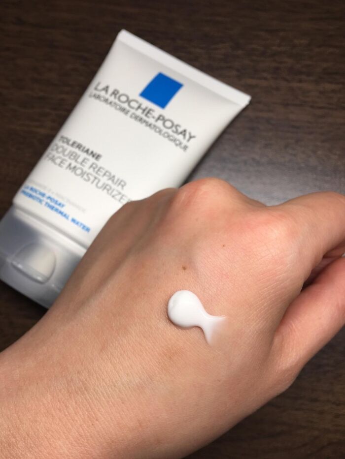 La Roche-Posay face moisturizer cream applied on hand showcasing deals on brands you actually know and love.