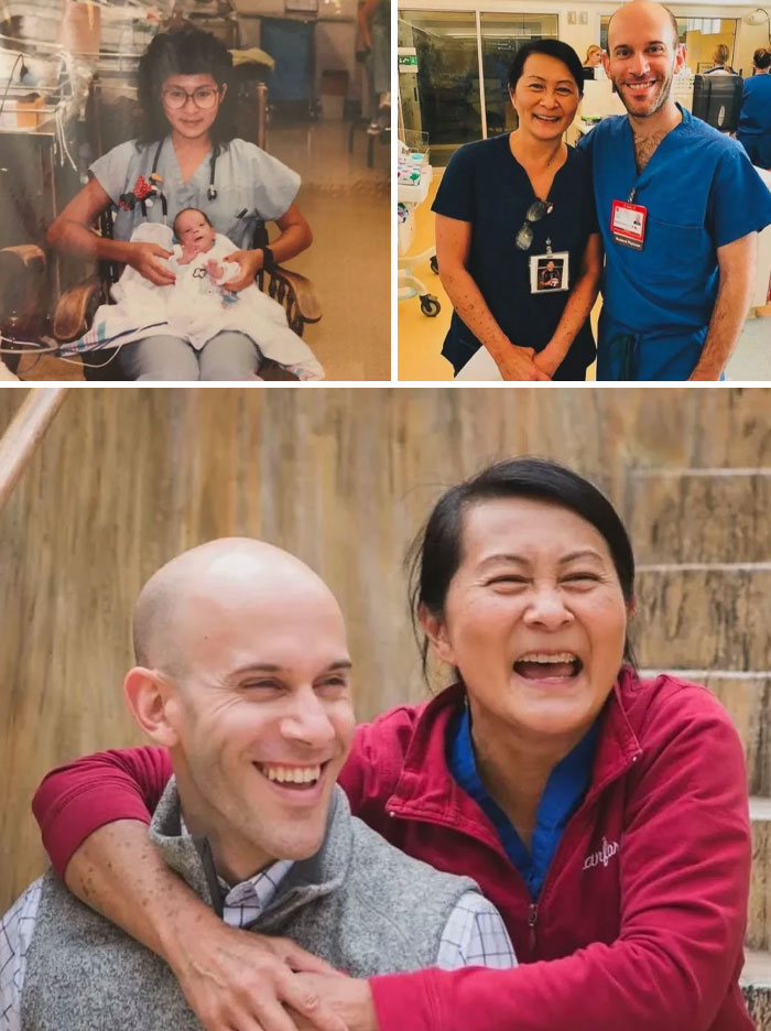 Healthcare workers in an online group sharing interesting facts and heartwarming moments together.