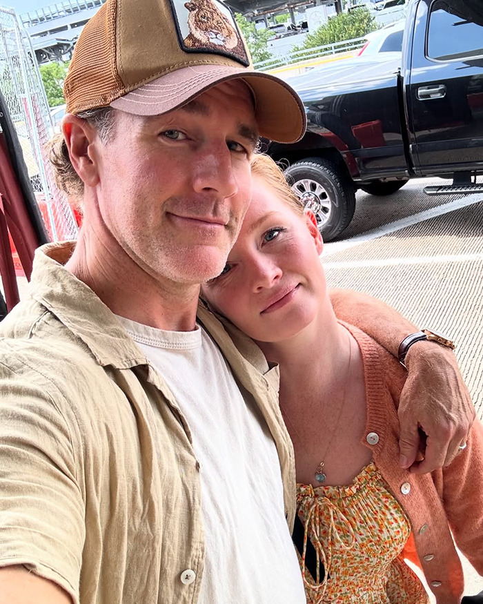 James Van Der Beek and a woman close together outdoors, reflecting on his difficult moment with kids during cancer journey. - 7