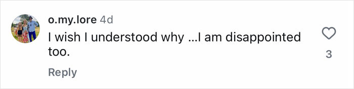 Screenshot of a social media comment expressing disappointment, related to Jewel, 51, blasted by fans after makeover.
