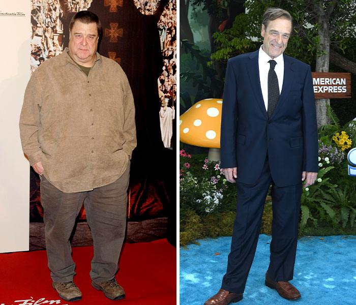John Goodman before and after drastic 200-lb. weight loss, showing significant transformation in appearance.
