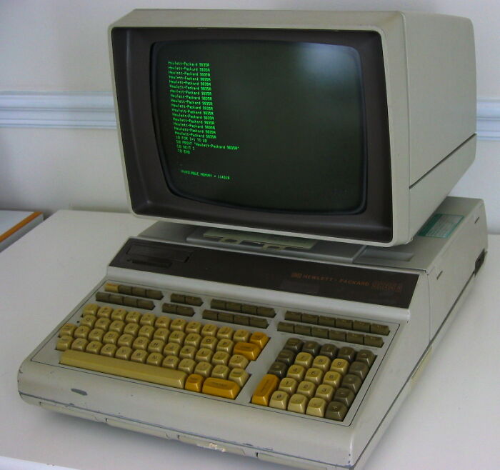 Vintage Hewlett-Packard computer with green text on screen, symbolizing people's bravery changing history moments. - 3