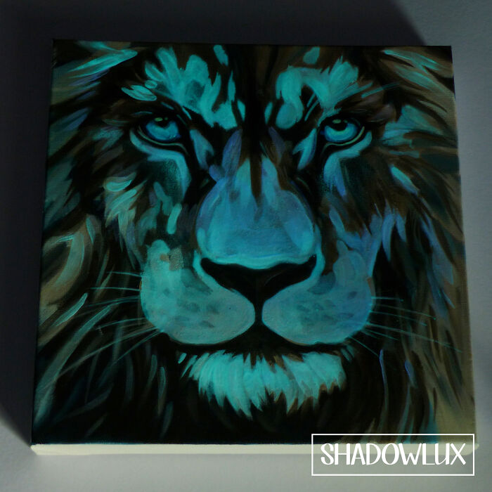 Glow In The Dark Lion Canvas - In Dim Lighting