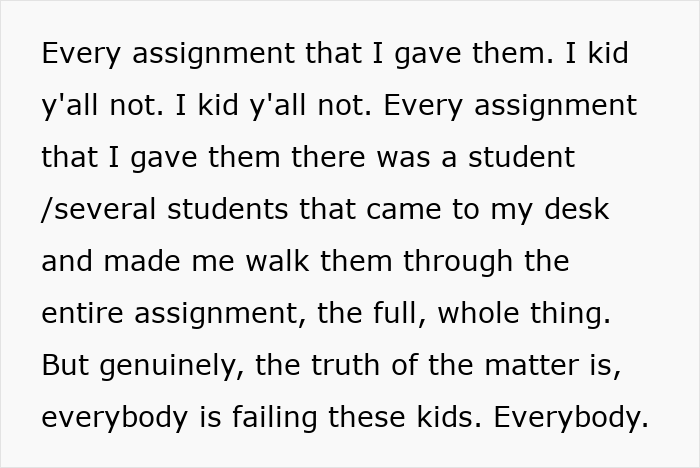 ALT text: Concerned US teachers discuss the literacy crisis and challenges students face in completing assignments and understanding material.