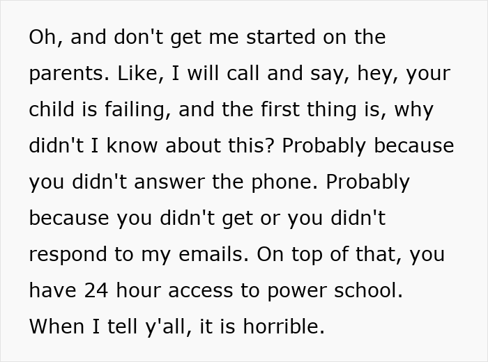 Text about US teachers warning on literacy crisis and lack of parental engagement in student progress communication.