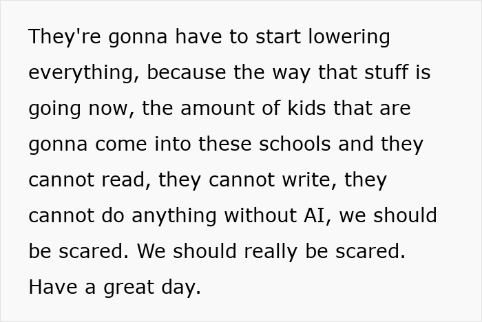 ALT text: Concerned US teachers warn about literacy crisis as students struggle to read, write, and depend on AI in schools