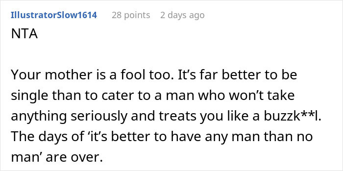 Comment on a forum post criticizing a man who calls his girlfriend sister, expressing support for independence over disrespect.