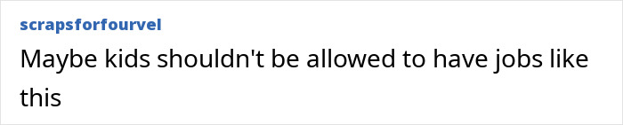 Text post from scrapsforfourvel expressing concern about kids having jobs like the controversial Miley Cyrus interviews at 14.