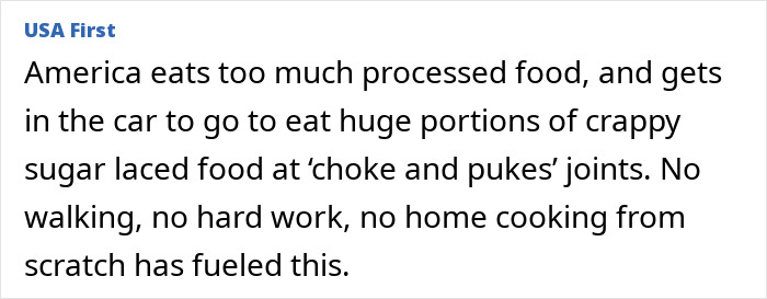 Text excerpt criticizing American eating habits, highlighting processed food and lack of home cooking fueling obesity. - 10