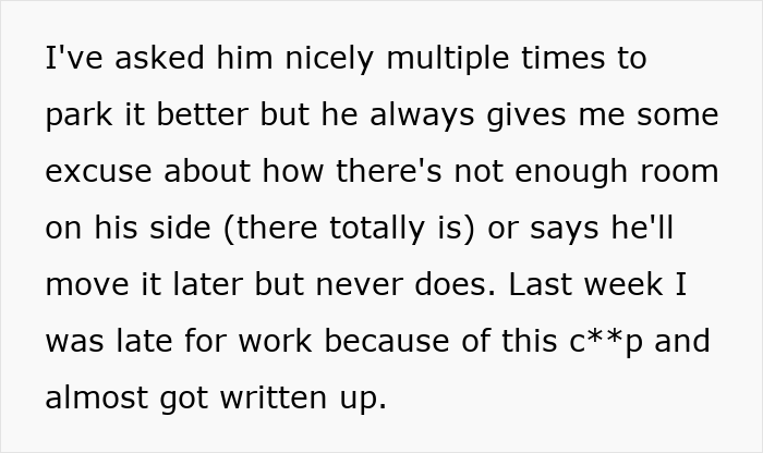 Text message describing conflict over driveway blocking neighbor who won’t move his truck despite requests. - 3