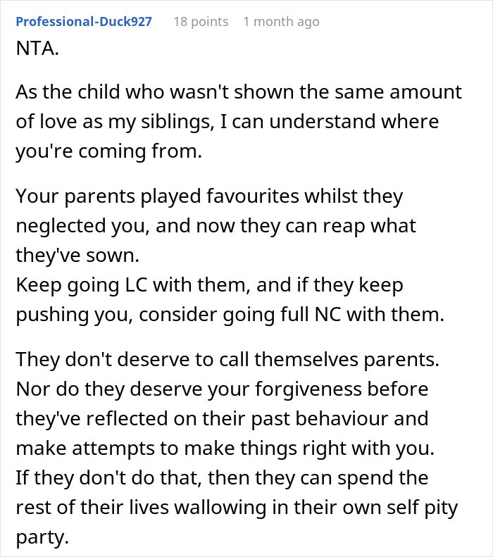 Comment highlighting parents treating bio son like trash while favoring adopted kids and lacking a real apology. - 42