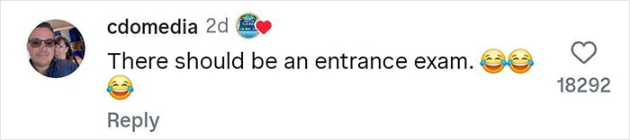 Screenshot of a social media comment reacting with laughter emojis to a passenger flipping over an infinity pool edge.