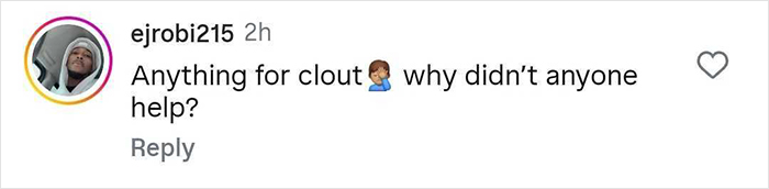 Screenshot of a social media comment questioning why no one helped after a passenger flips over infinity pool edge incident.