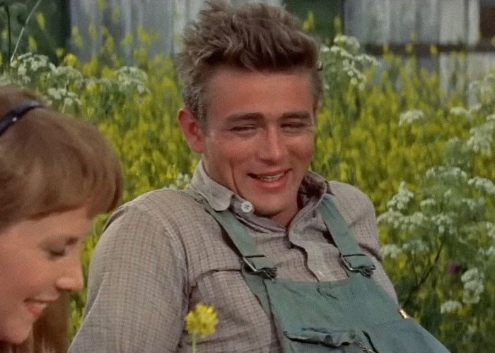 Young man smiling in overalls outdoors with flowers, illustrating people who went to school with celebrities sharing stories.