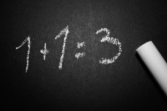 Math equation written in chalk on blackboard showing incorrect addition, relating to multiply before you add concept. Math equation written in chalk on blackboard showing incorrect addition, relating to multiply before you add concept.