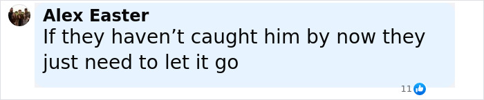 Comment by Alex Easter expressing frustration about authorities not catching DB Cooper after decades of FBI dead ends.