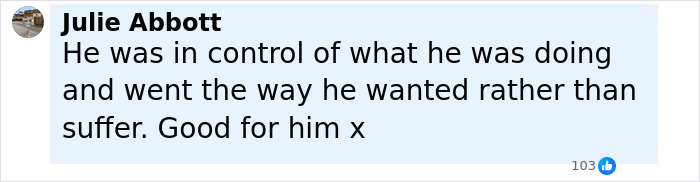 Comment from Julie Abbott appreciating Ozzy&rsquo;s control over his final wishes, relating to Sharon Osbourne and Ozzy&rsquo;s passing.