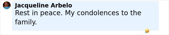 Comment from Jacqueline Arbelo expressing condolences and mentioning second victim revealed in tragic accident.