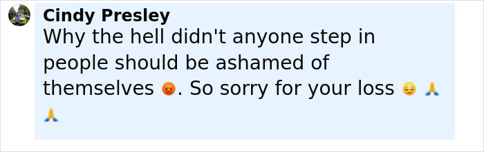 Comment expressing outrage and condolences after police update on 7-Eleven employee whose manager sat on her passes away