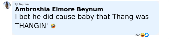 Comment by Ambroshia Elmore Beynum joking about viral sprinter whose privates fell out of his shorts during race. Comment by Ambroshia Elmore Beynum joking about viral sprinter whose privates fell out of his shorts during race.
